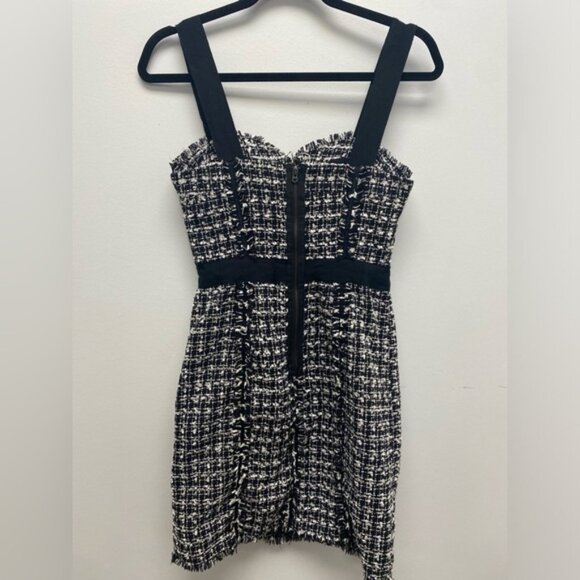 Guess Houndstooth Tweed Corset Black &  White Mini Dress Size 1 - Picture 4 of 5